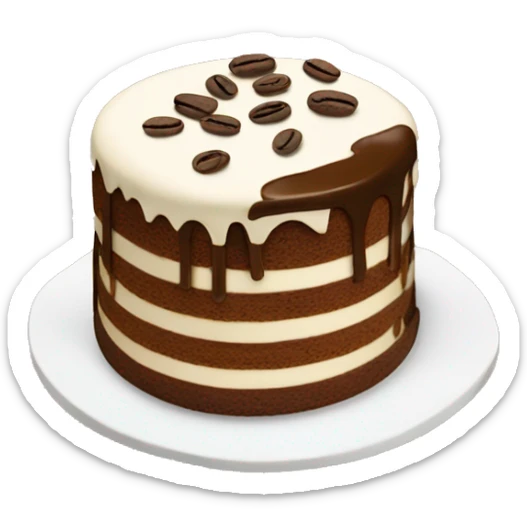 tiramisù cake with layers and coffee beans on top, no eyes, no smile no face sticker