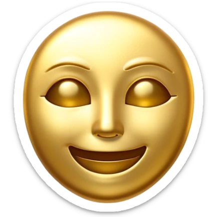 Cinematic Realistic Gold Emoji, Radiant and brilliant, with smooth, polished golden bars reflecting the light in stunning highlights. The soft, warm glow of the metal exudes luxury and elegance, catching every glimmer in the surrounding environment. Soft glowing outline, capturing the essence of wealth and timeless beauty in gleaming gold! sticker