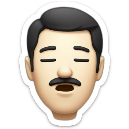 Man with dark hair and moustache singing with his eyes closed and mouth opened  sticker