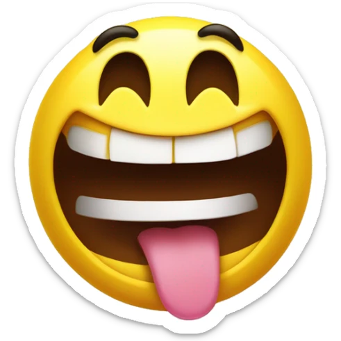 1 yellow smiley with a big closed mouth smile and tongue out the side of the mouth. yummy concept sticker