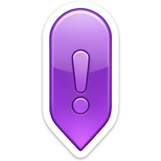 A 2D purple “!” exclamation mark symbol sticker