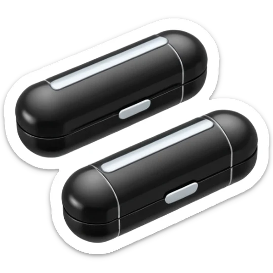 Minimalistic futuristic black medicine pills pack emoji, metallic black and white, reflective sleek surfaces, flat vector design, high-tech clean UI icon sticker