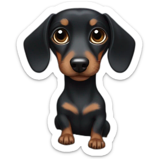 Black Dachshund with a gray spot on the face and gray eyes on a surfboard sticker