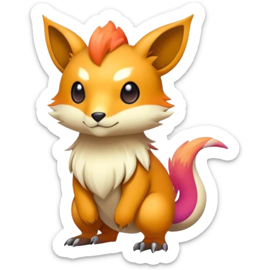 Cute cool colorful fantasy animal hybrid Fakemon full body sticker
