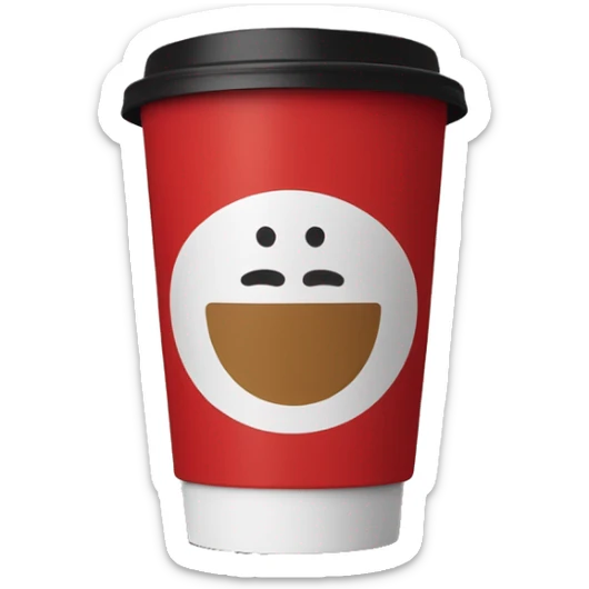 “Tim Hortons coffee cup with the iconic red color, bold white logo, and a black plastic lid. The cup has a warm, inviting feel, with a cozy, Canadian coffee shop vibe.” sticker