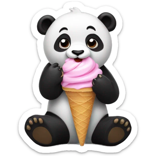 Panda eating ice cream sticker