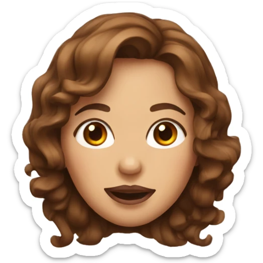 Woman with wavy brown hair sticking tongue out sticker