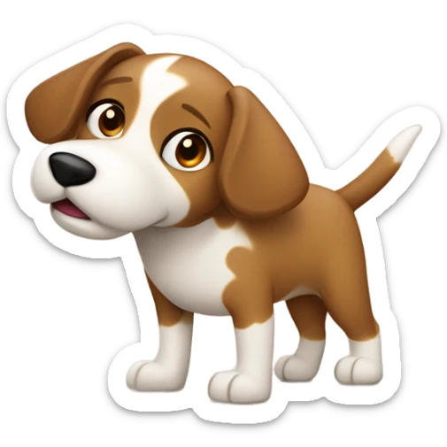 Un perro tamaño pequeño, con un pelaje de color marrón claro y textura. Sus orejas están levantadas pero ligeramente inclinadas hacia los lados. Tiene ojos oscuros, expresivos y brillantes, y su lengua está fuera sticker