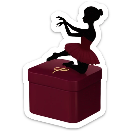 burgundy music box with a silhouette of a ballerina sticker
