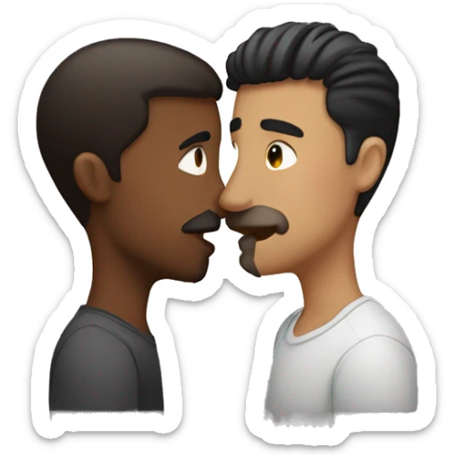 Two guys kissing. One younger and one a little older. The younger one is more brownish with black hair te other one is more white with dark brown hair sticker