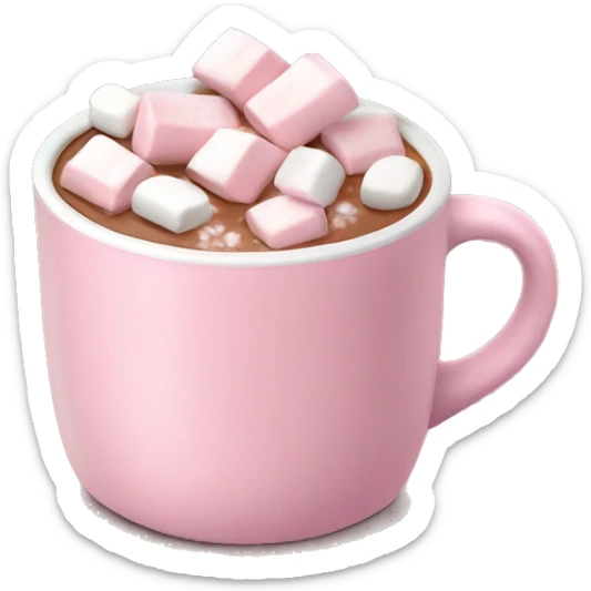 Light Pink mug of hot chocolate with marshmallows  sticker
