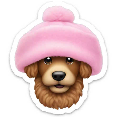 Einen Pudel der einen pinken Wintermantel trägt der weiße pomel vorne hat  sticker