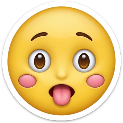 Makes an emoji stickers that looks funny with tongue out and the eyes are pointing on the edge of the nose sticker