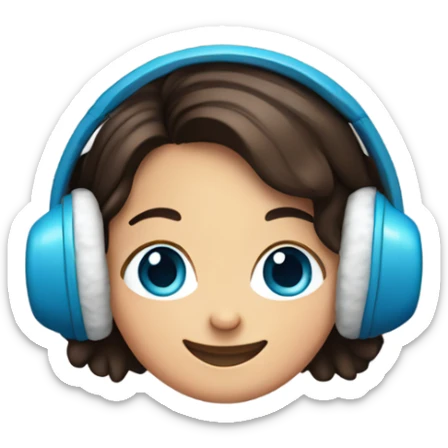 smiling girl with earmuffs with bright blue eyes and dark brown hair sticker