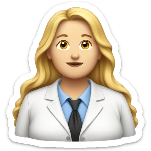 Obesity. A middle-aged woman with golden long hair, dressed in professional attire. sticker