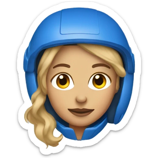 Honey blonde woman in blue helmet and blue flight jumpsuit  sticker