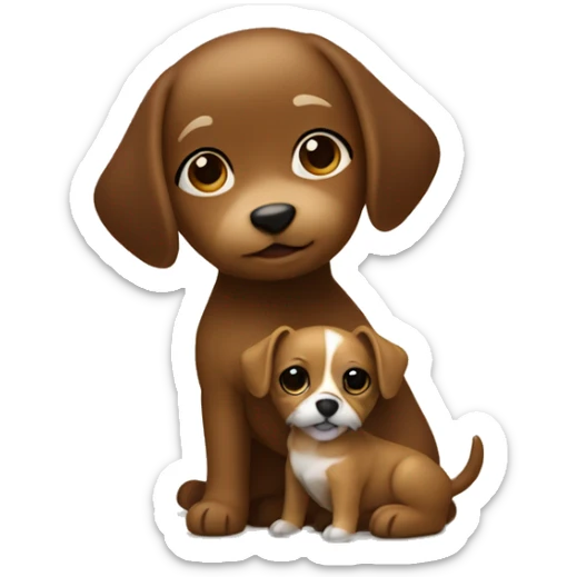 Little dog in gold brown being held by a brown haired girl sticker