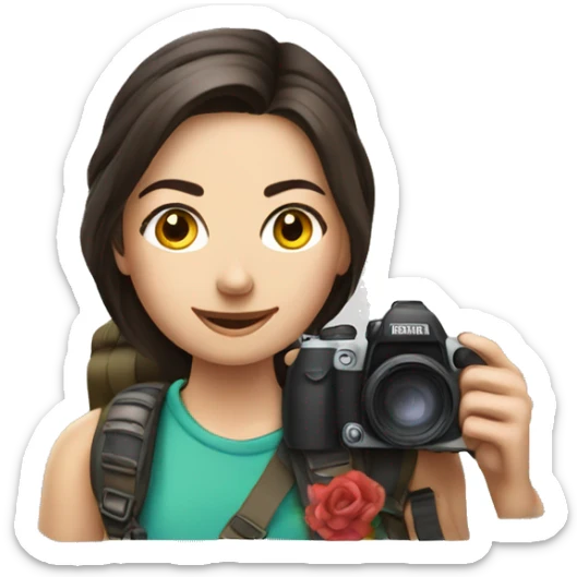 woman photographer fujifilm camera hiking taking photo brunette sticker