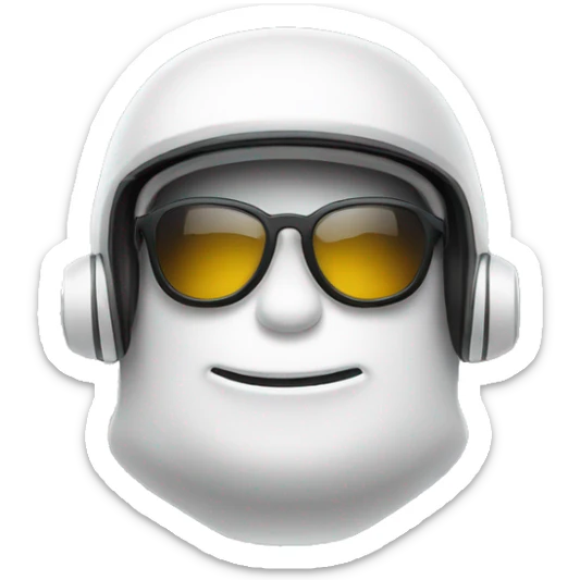 Bonhomme avec un casque et des lunettes swag et un sourire en coin sticker
