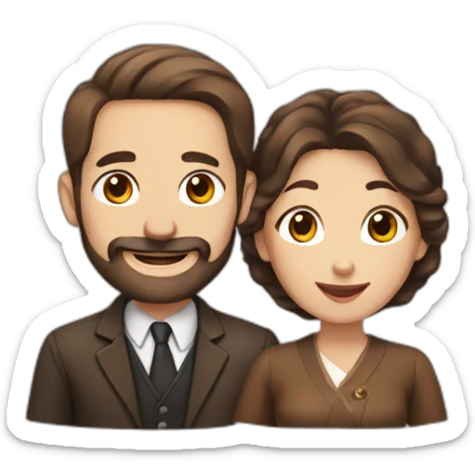 Jewish man and Chinese lady with brown Staffordshire terrier sticker