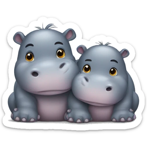 Two cuddling hippos sticker