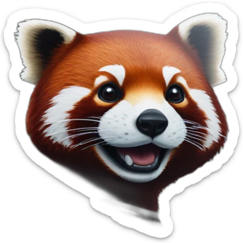 Red panda head visible through side window of Aston Martin, close view of car sticker