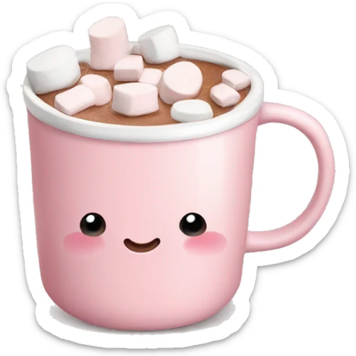 Light Pink mug of hot chocolate with marshmallows  sticker