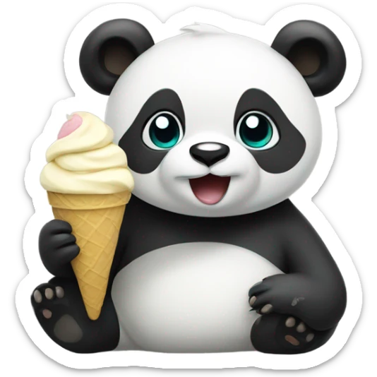 Panda eating ice cream sticker