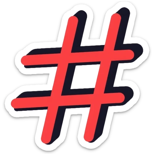 red hashtag symbol sticker