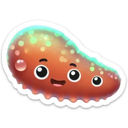 Baby Kawaii neon glitter sea cucumber emoji    sticker