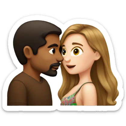 White girl with brown hair kissing Mexican man  sticker