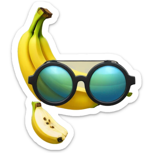emoji de una banana con unos lentes de sol que digan "todocambur" sticker