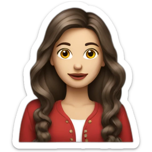 Brunette-girl-long-hair-old-money-fashion-style-red sticker
