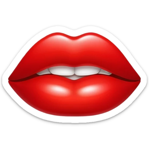 red shiny glossy lips mouth sticker