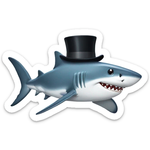 Shark with a top hat sticker