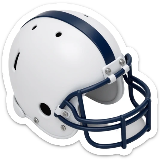 Penn State Nittany Lions football helmet, white with blue stripe, skeuomorphism icon style sticker