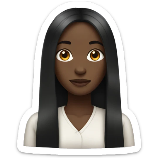 Black girl with long straight hair sticker