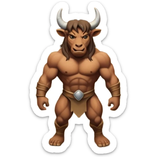 cinematic ultra HD style, photo-realistic - The deranged Minotaur stands in the middle of the labyrinth sticker