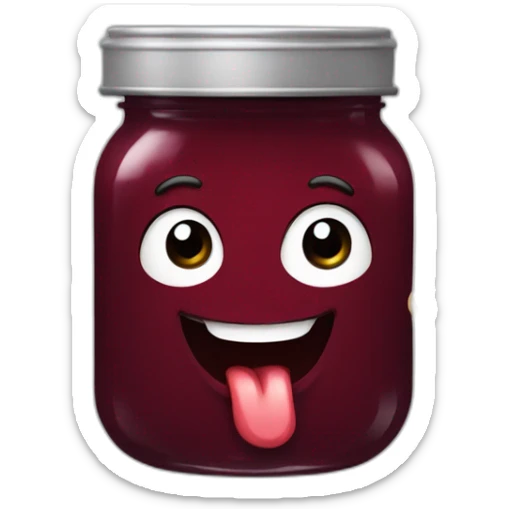 Student with his tongue hanging out and a jar of jam in his hands sticker