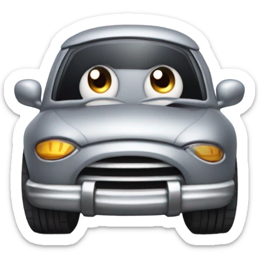 Metal cute mad Kirby Gray ball driving on car wheels with mad eyebrows game sticker