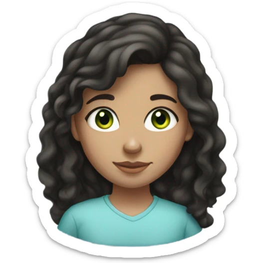 teenage girl, dark brunette, blueish green eyes, a bit of freckles sticker