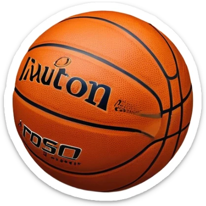 Cinematic Realistic image of a basketball resting on a polished court surface, with finely detailed textures and subtle reflective highlights, evoking a sense of calm before the game’s intensity sticker