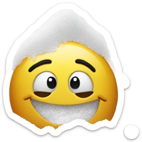 happy emoji with a big nose with a pile of salt infront of it sticker