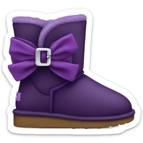 Dark Purple ugg boots with fur and purple silver buckle and light purple bow sticker