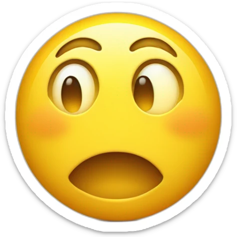 Round yellow smiling face with nervous eyes and a lot of sweat sticker