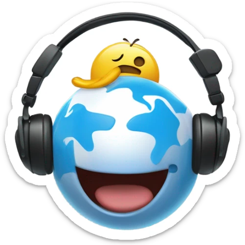 crea un moji feliz escuchando musica con un mando de play y pensando en un balon de futbol sticker