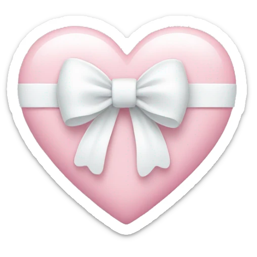 Pastel pink heart with white bow sticker