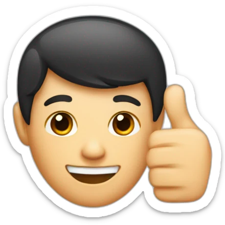 half of the hair is red, half is black, the face is not visible behind the hair, shows a thumbs up sticker