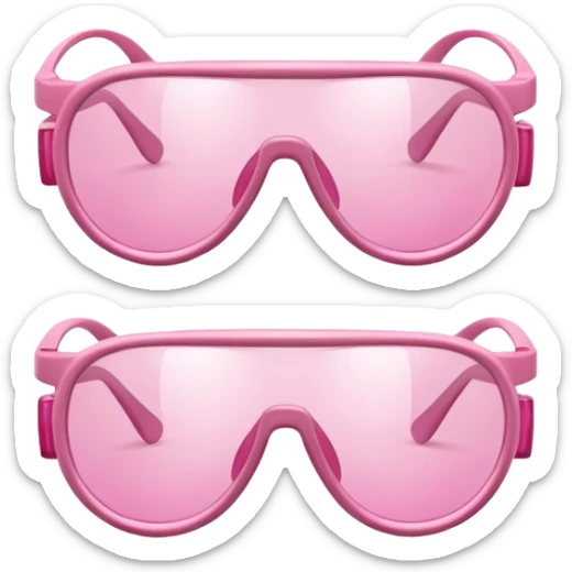 pink industrial safety glasses, minimalist design with transparent pink lenses, protective eyewear sticker