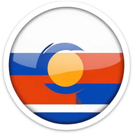 Armenia flag emoji, circular badge, red, blue, and orange stripes sticker